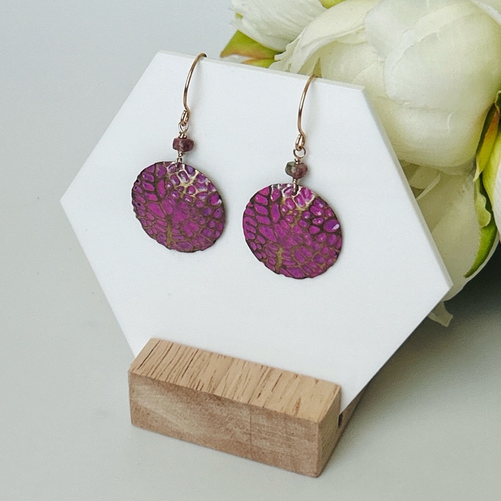 Pink Coral Island Style Hand painted Earrings